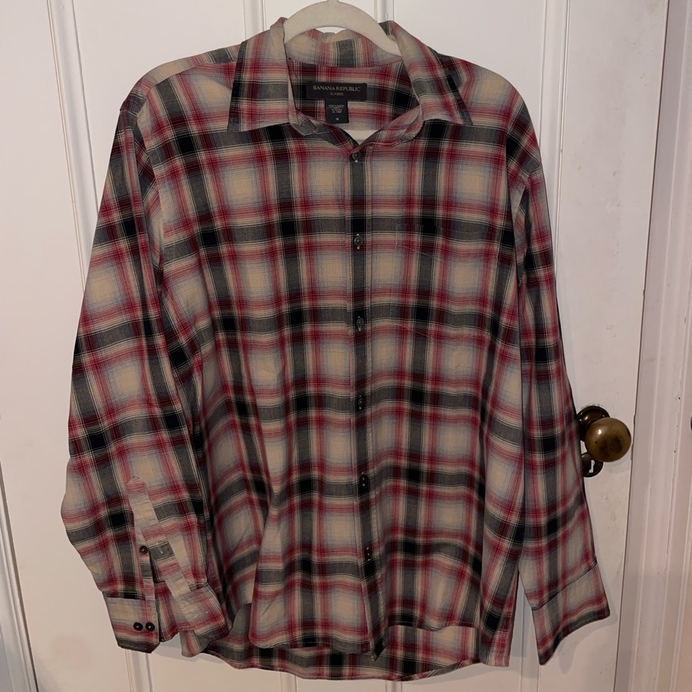Vintage Banana Republic Plaid Classic Fit Casual Dress Shirt